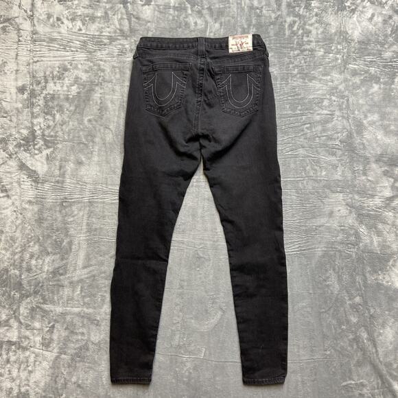 True Religion Skinny Jeans Women’s Size 31 Black Denim *Stretch Marks* - Picture 2 of 12
